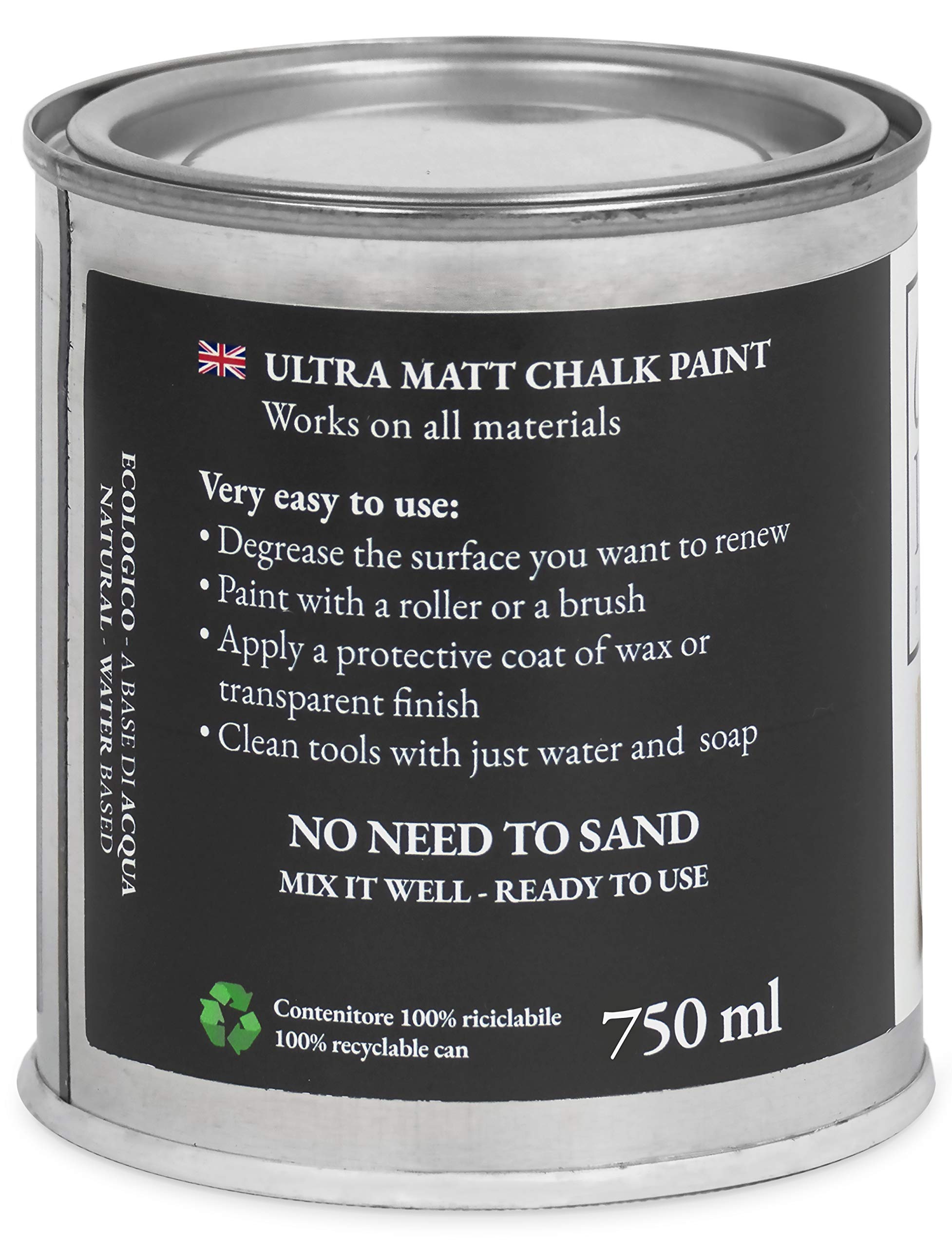 CHALK PAINT EVERYTHING Salvia & FINITURA + PENNELLO - Kit Pronto Vernicia e Proteggi (750 ml Colore + 250 ml Finitura + Pennello Professionale 40 mm)