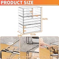 Vista 3 de Yieach 3Pack Clear Drawer Organizers Stackable,Acrylic Storage Drawers With 10 Drawers,Multipurpose Office Supply Organizer and Makeup Organizer for