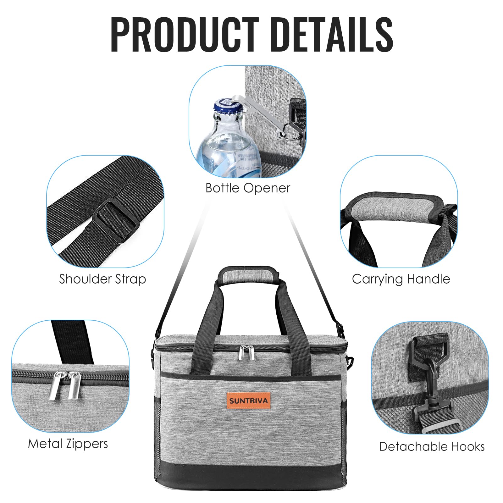 Torba Termiczna Na Lunch 33L Torba Termoizolacyjna Lunch Bag | Wygodny i przenośny wytrzymały regulowany pasek składany dla Kobiet i Mężczyzn, do biura na piknik szkolny, kemping