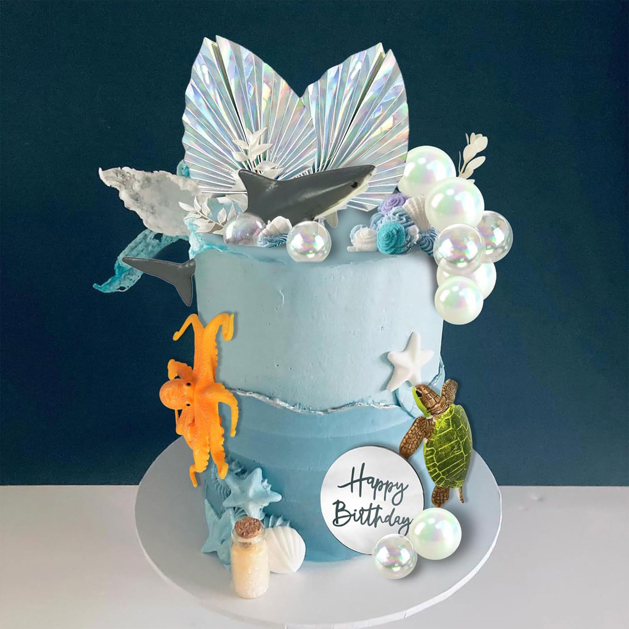 Under the Sea Cake Toppers Ocean Animal Cupcake Toppers Under the Sea Party Decorations Ocean Sea Theme Baby Shower Birthday Party Cake Decorations - Image 3