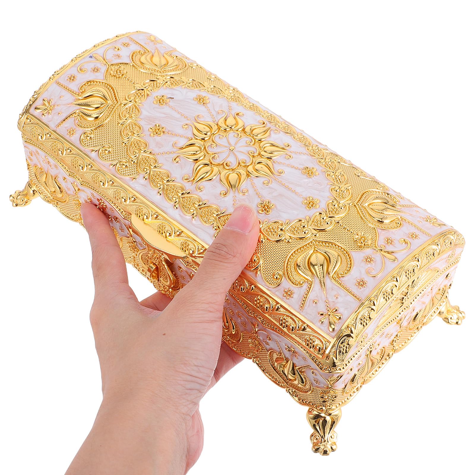 DOITOOL Schmuckkästchen Elegantes Geschenk Vintage aus Zinklegierung Rechteckige mit Flanell Innenfutter Aufbewahrungsbox zur Organisation von Ringen Ohrringen und Halsketten