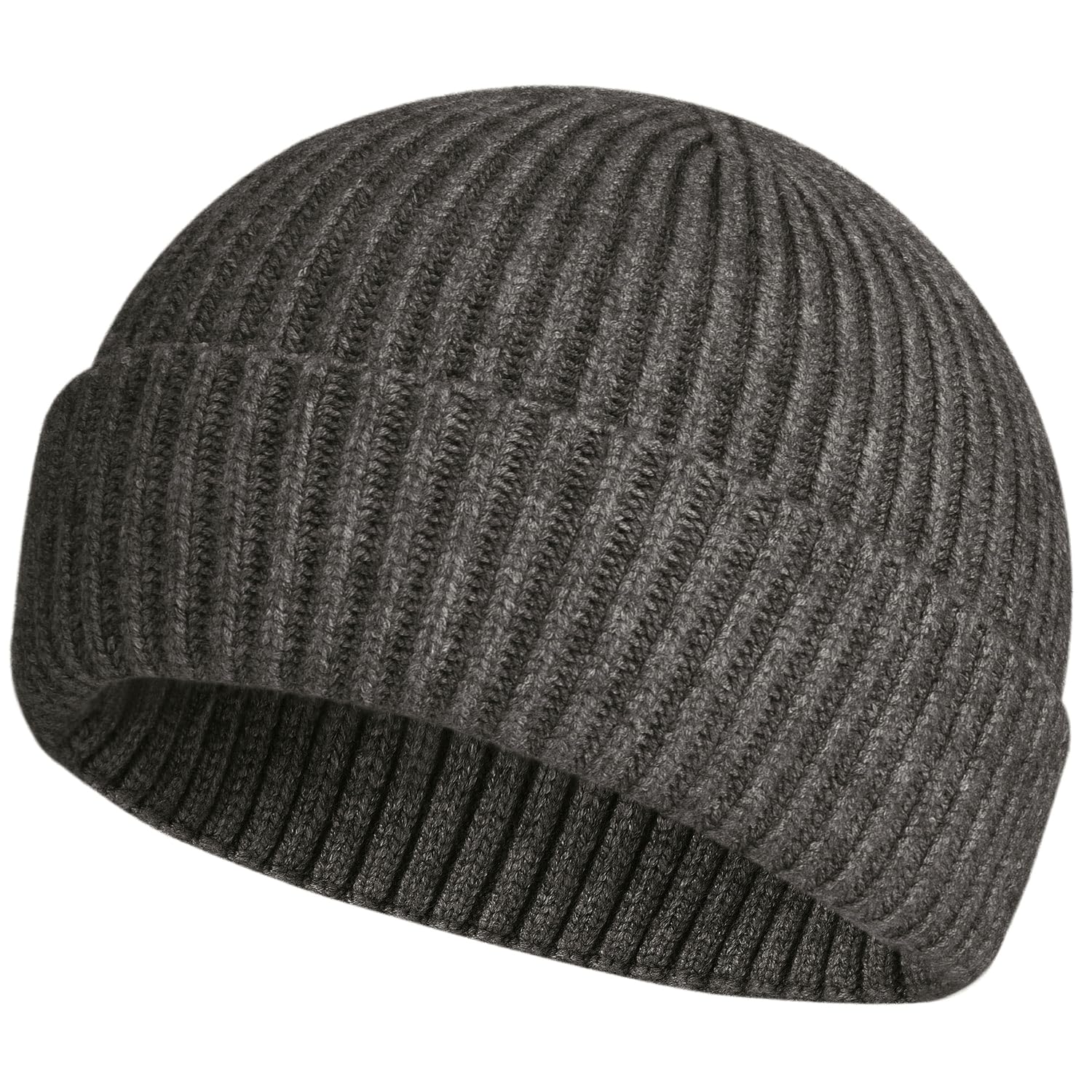 ROYBENS Swag Wool Knit Cuff Short Fisherman Beanie for Men Women Winter Warm Hats