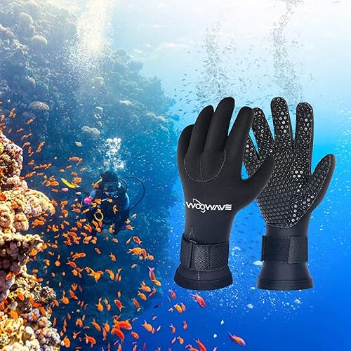 Miniatura 6 de WOOWAVE Guantes de buceo de 0.118 pulgadas (0.118 in) de neopreno de doble forro con correa ajustable para hombres y mujeres, buceo, esnórquel,