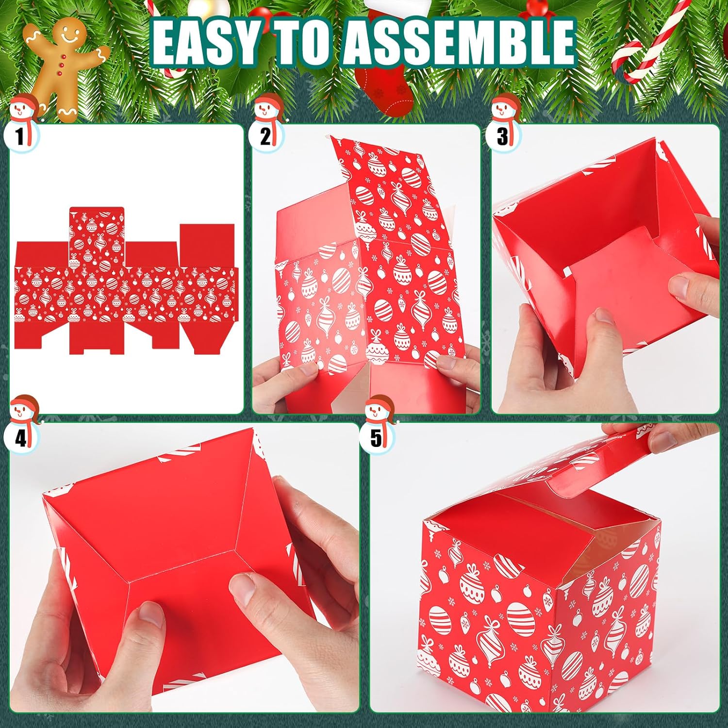 Qilery 32 Pcs Christmas Cookie Gift Boxes Bulk Red White Cardboard Treat Boxes Small Candy Boxes for Xmas Party Favors Paper Goody Dessert Containers for Xmas Party Supplies - Image 3