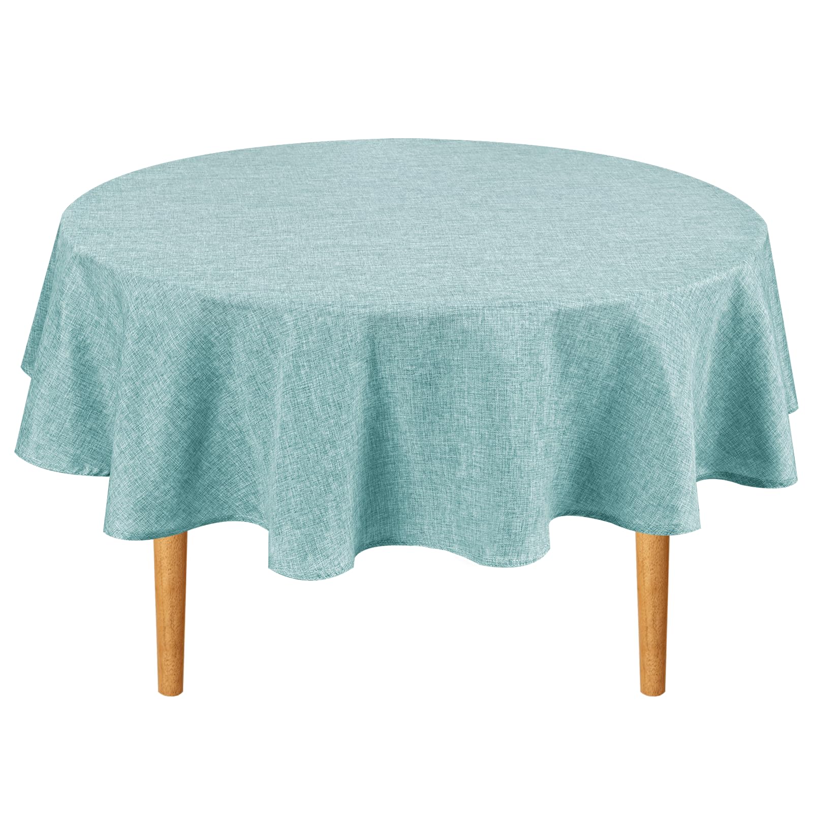 Hiasan Round Tablecloth 90 Inch Linen - Wrinkle and Stain Resistant Washable Polyester Fabric Table Cloth for Dining Room Kitchen Party, Aqua