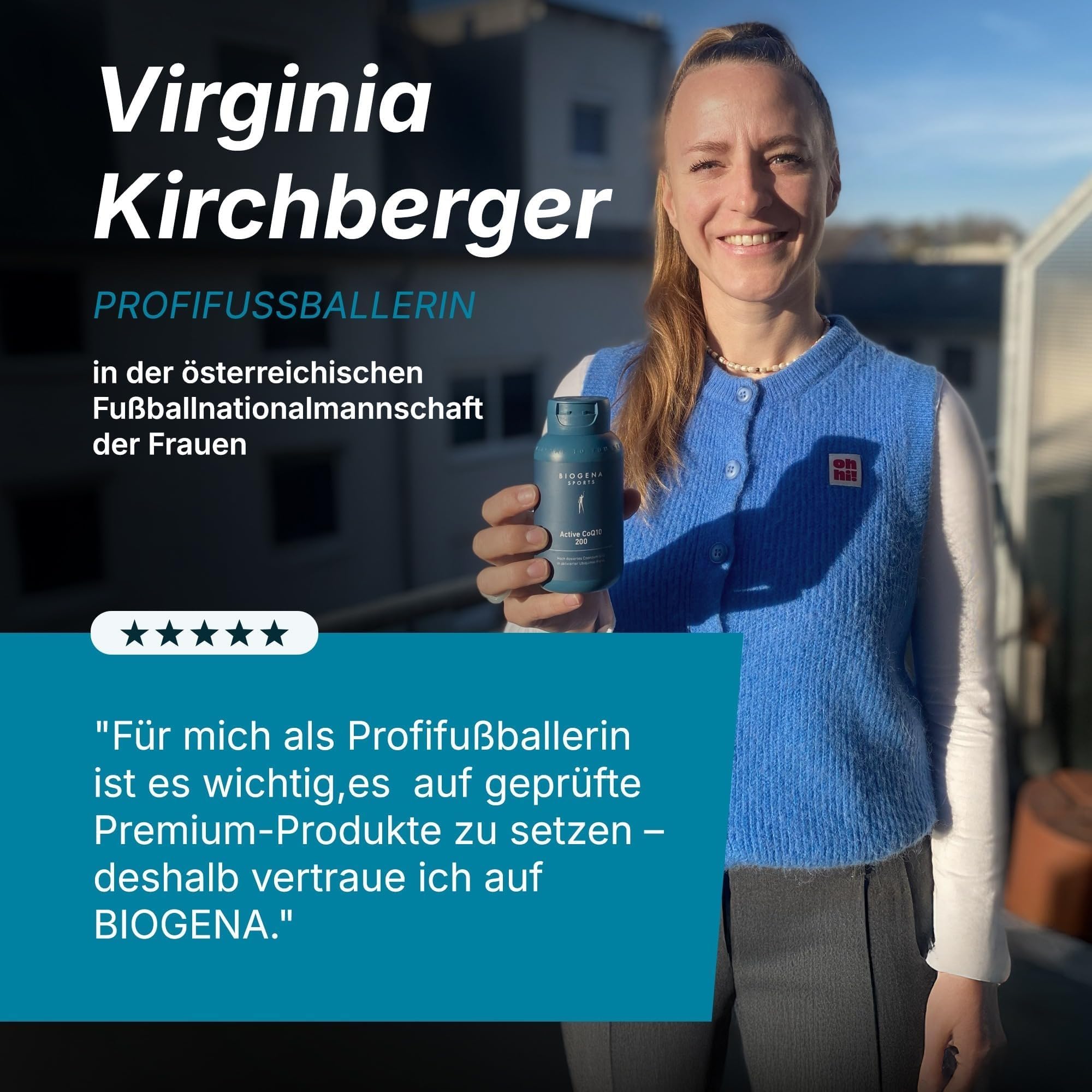 BIOGENA SPORTS Active CoQ10 200 – Coenzym Q10 - Kaneka Ubiquinol 200mg pro Kapsel - vegan - laborgeprüft - Made in Austria – 60 Kapseln
