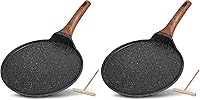 Vista 8 de ESLITE LIFE Sartén para crepas de 9.5 pulgadas con esparcidor, sartén Dosa con revestimiento de granito antiadherente, sartén Roti Tawa Comal
