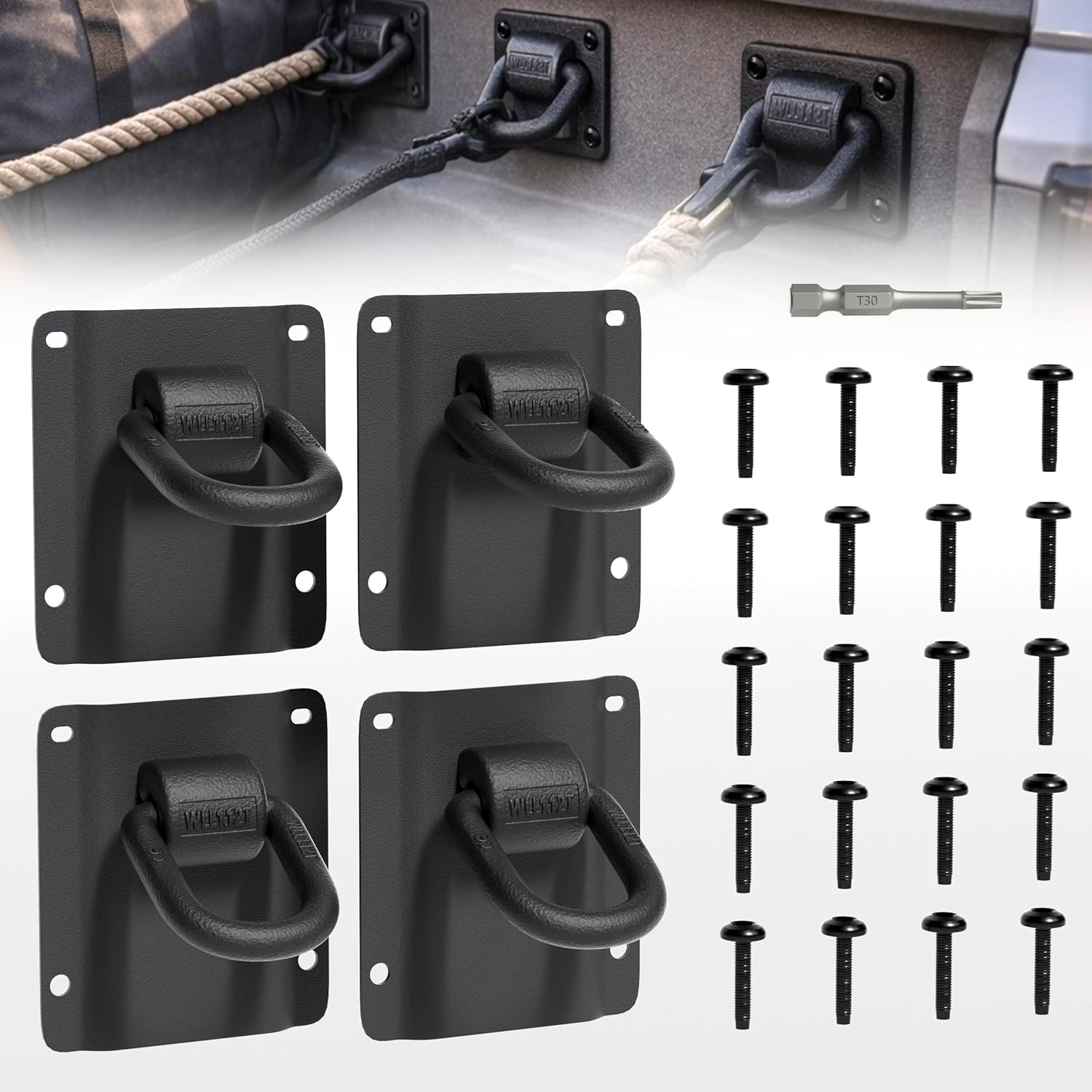KJE 4 Pack Heavy Duty Tie Down Anchors for Truck Bed Fit for 2015-2025 Ford F150 F250 F350 & Raptor 2026, 2025 F150 Tie Down Anchors Replacement for FL3Z-99000A64-B & FL3Z-9928408-AB Car Accessories