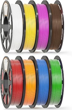 PLA Filament Bundle 1.75mm, 250g x 8 Vibrant Colors, Beginner Friendly