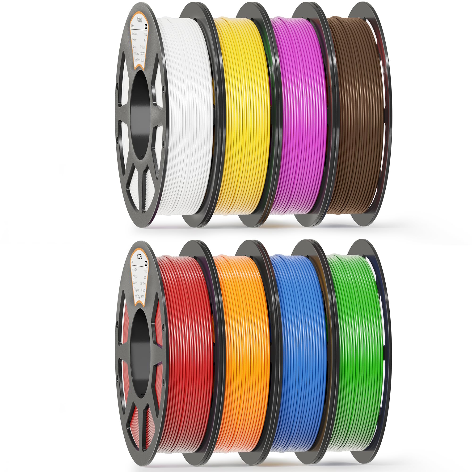PLA Filament Bundle 1.75mm, 250g x 8 Vibrant Colors, Beginner Friendly