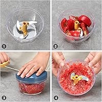 Vista 6 de Procesador manual de alimentos, picador de verduras, 2.3 tazas, pequeño, pequeño, pequeño, tirador de cebolla, picador de cebolla, cortador de ajo