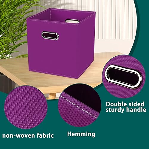 Vista 44 de Cubos de almacenamiento plegables negros, caja de almacenamiento de tela, cestas organizadoras con asas dobles para organizador del hogar