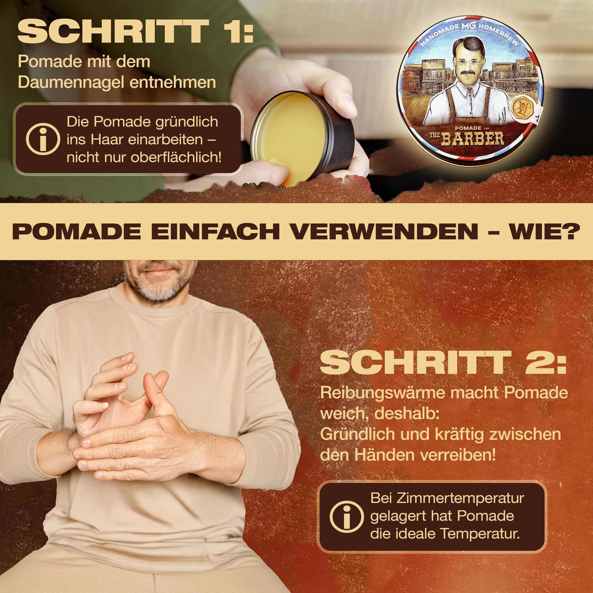 MG Pomade THE BARBER, Herren, wasserfest und pflegend, ölbasierte Haarpomade, Natürliche Wachs-Formulierung für starken Halt, Haar Wax, Haarwachs Männer, Haar- Bart Styling, Hair Clay