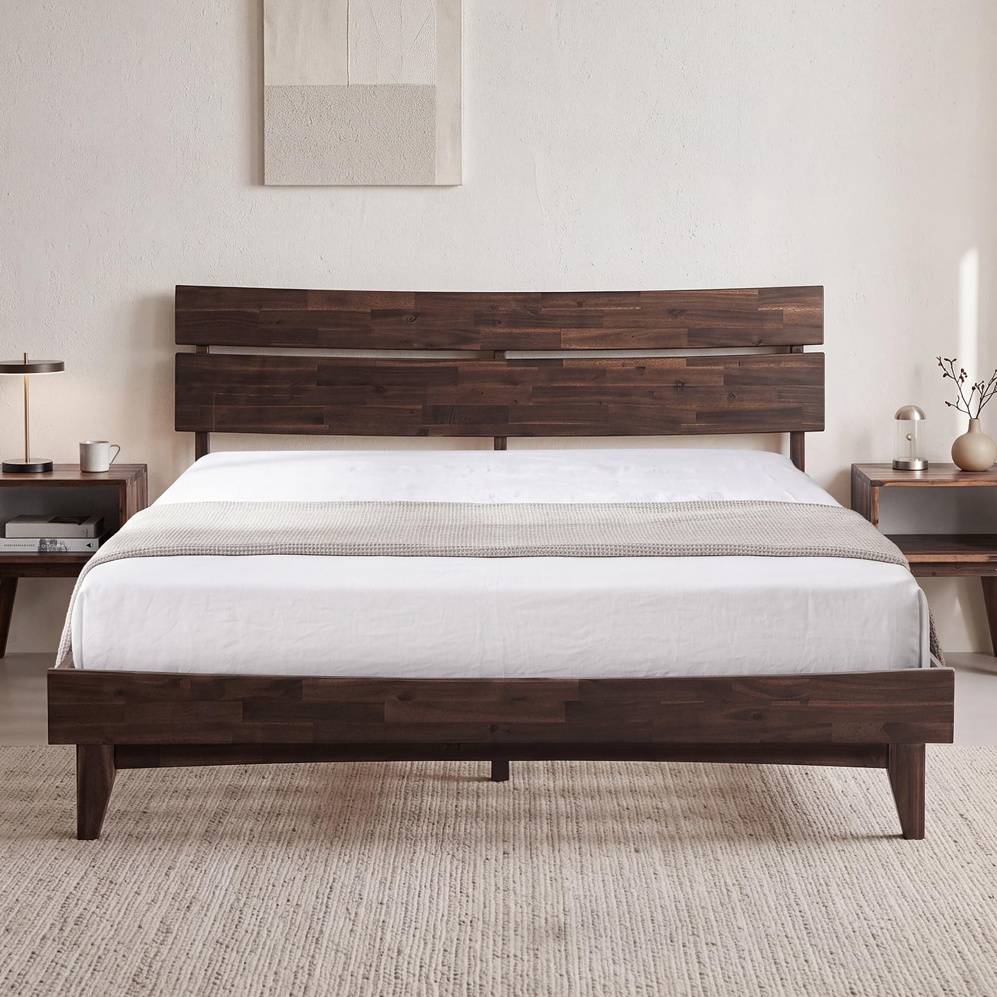 Amazon.com: Aurora Acacia Solid Wood Queen Platform Bed Frame with