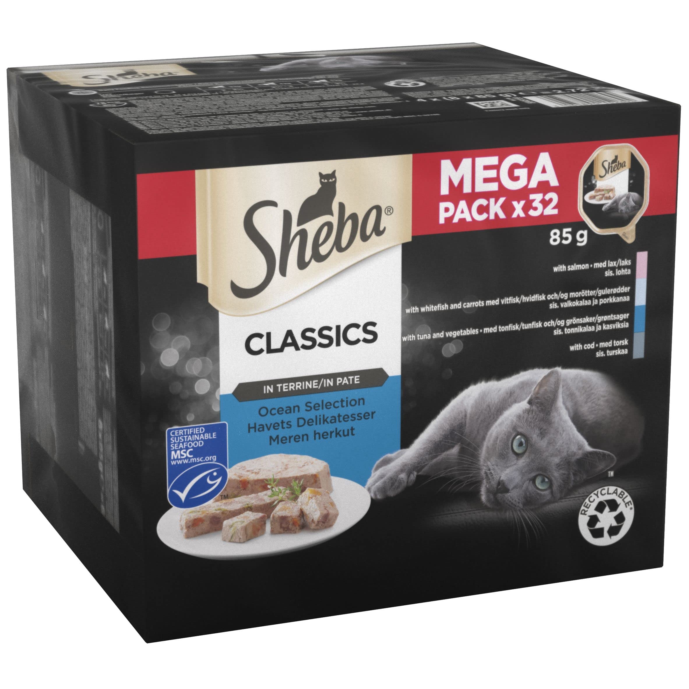 SHEBA Classics Cat Trays Ocean Collection in Terrine 32 x 85 g