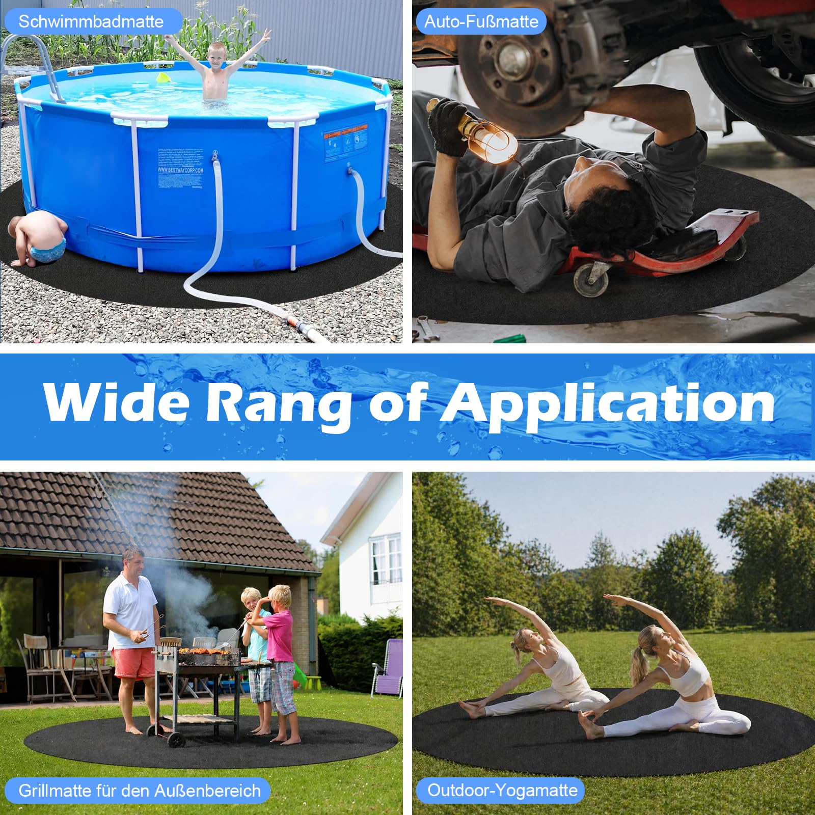 Pool Bodenplane, 3,7m/12ft Runde Poolunterlage, Pool-Bodenmatte