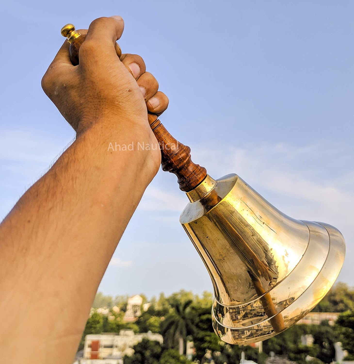 Solid Brass Large Hand bell 11 Inch Working bell, calling bell, home decor, pooja bells