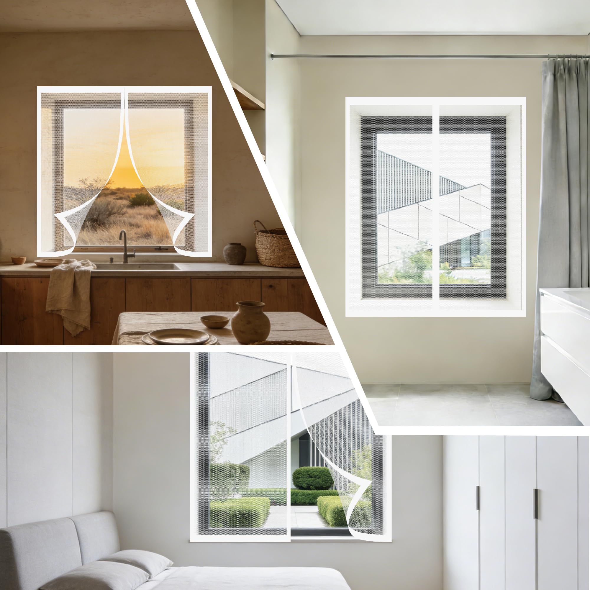 Zanzariere Magnetiche 160 x 180 cm Anti Zanzare Insetti Durevole Zanzariera Calamita Installazione Adesiva Senza Forare per Finestre Qualunque Piccole Grandi, Bianco