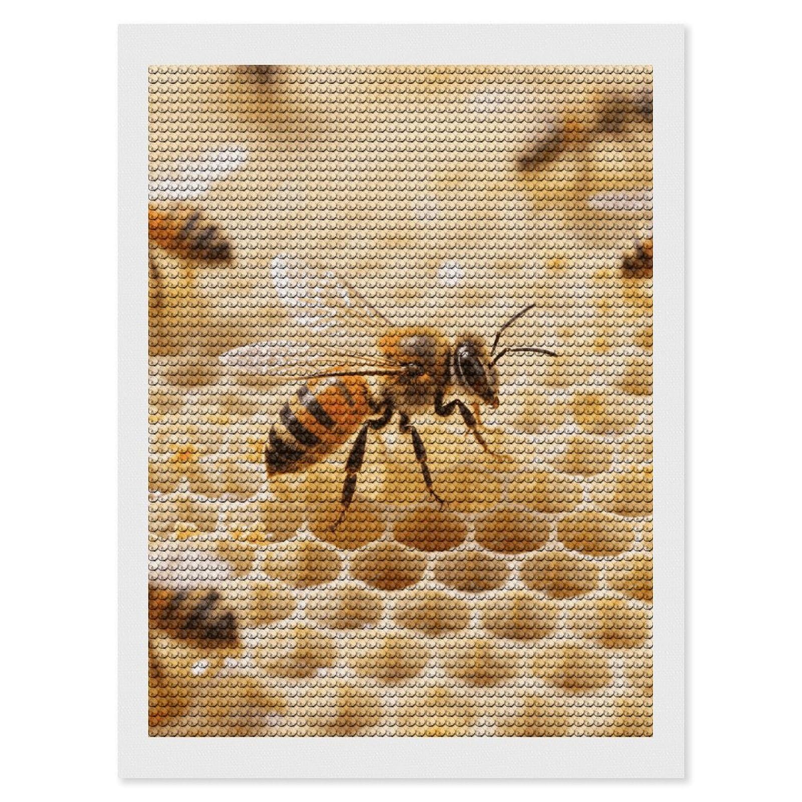 DWVTSLH Honeycomb Orange Bee Diamond Painting Kits for Adults, Personalized Diamond Photo Art Full Drill, DIY 5D Diamond Art Painting Kits for Beginners, Home Wall Decor 12"x16"