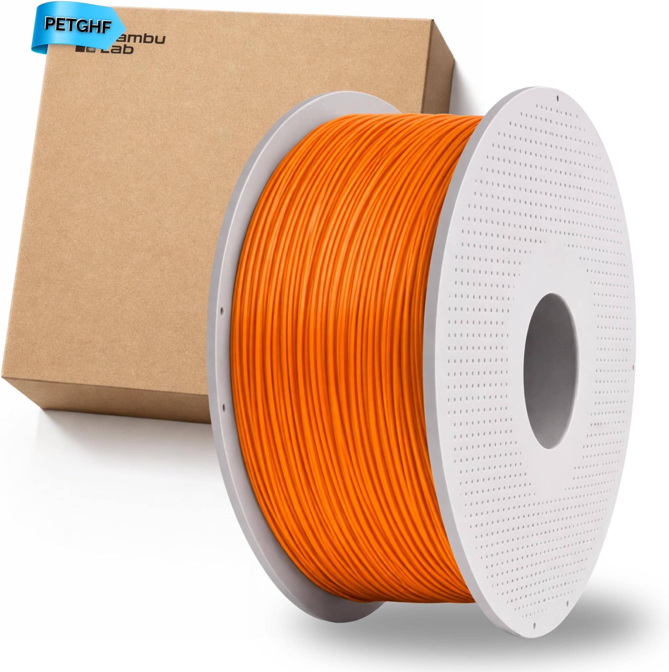 PETG HF with RFID Chip for Bambu Lab with Empty Coil for Bambulab AMS P1S P2S P1P X1C H2D H2C H2S Accessories Roll PET-G High-Flow Spool 3D Printer Printing Filament (Orange (33300))