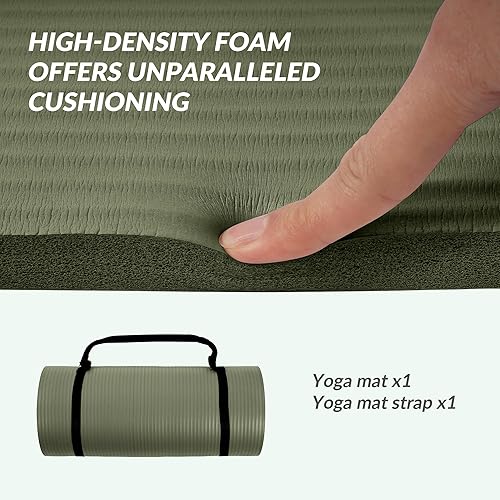Miniatura 10 de BalanceFrom - Tapete multiuso para practicar yoga, 12 de pulgada de grosor, extragrueso, alta densidad, antirrotura con correa de transporte y