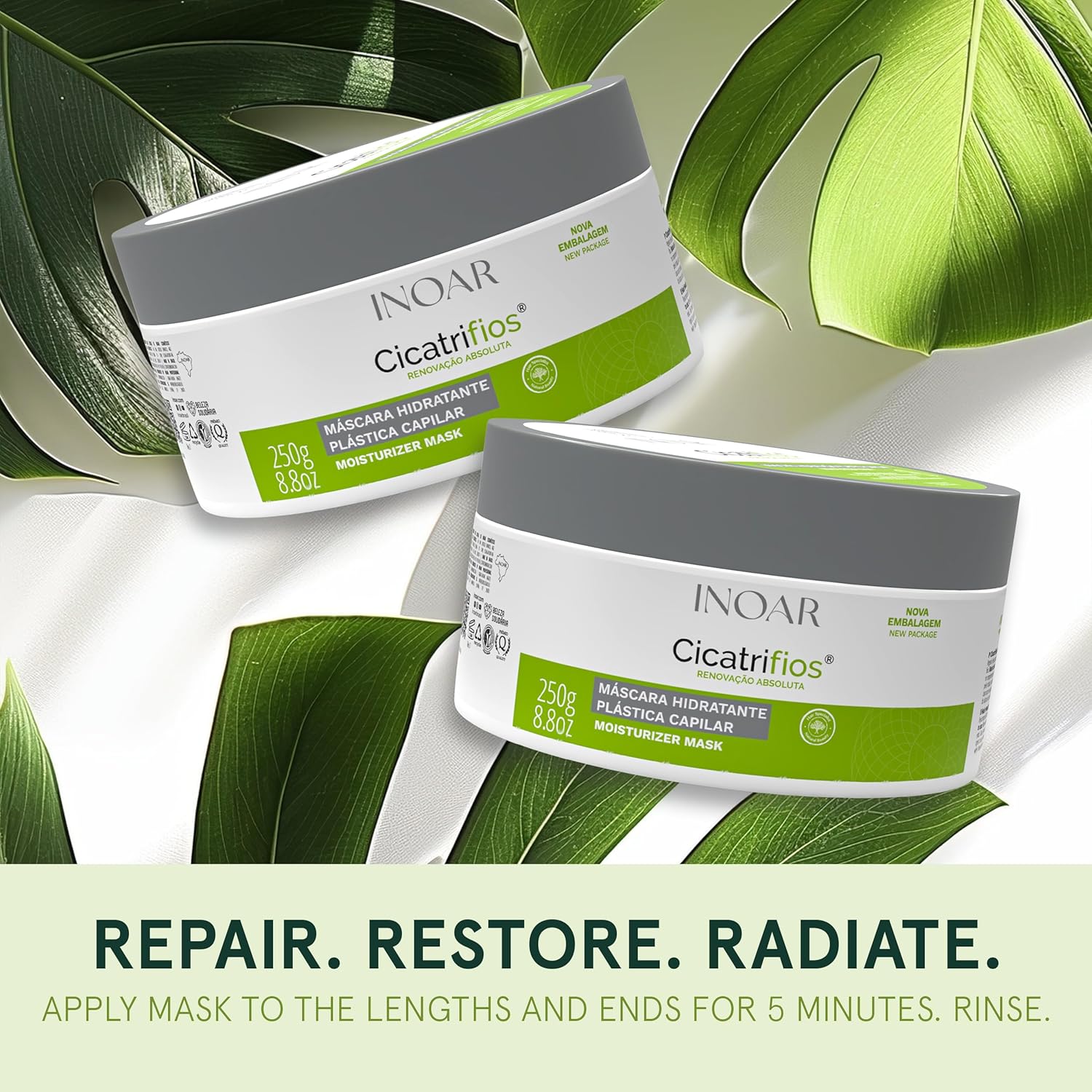 Inoar Cicatrifios Hair Mask with RejuComplex3 for Deep Repair, Conditioning, Frizz Control & Enhanced Softness, 6.7 Fl Oz