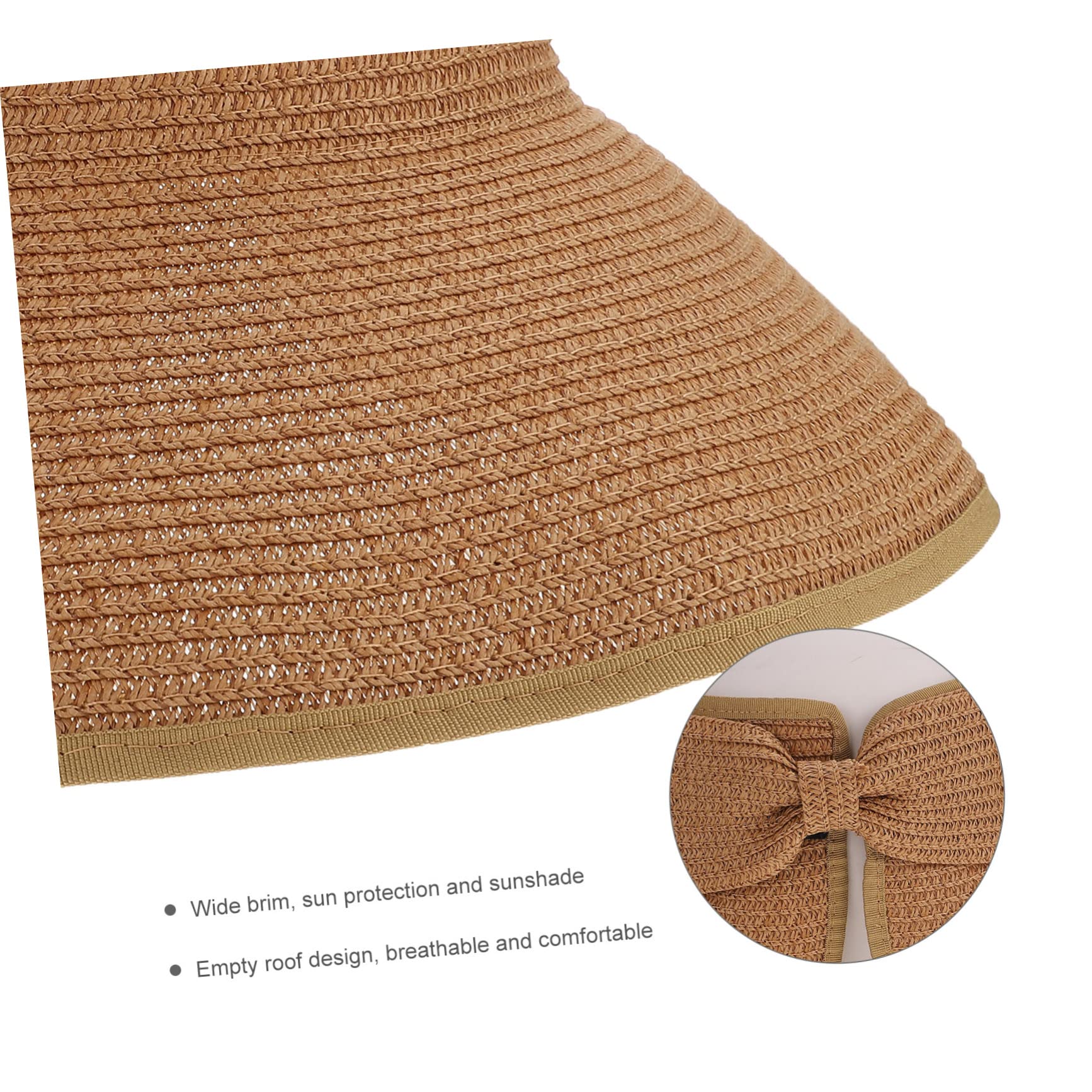Strandhut Hut mit Sonnenblende Stroh Visier für Frauen Kappe strandloege Strand zubehör Großer sonnenhüte für Damen sommerlicher Outdoor- Falt Coffee