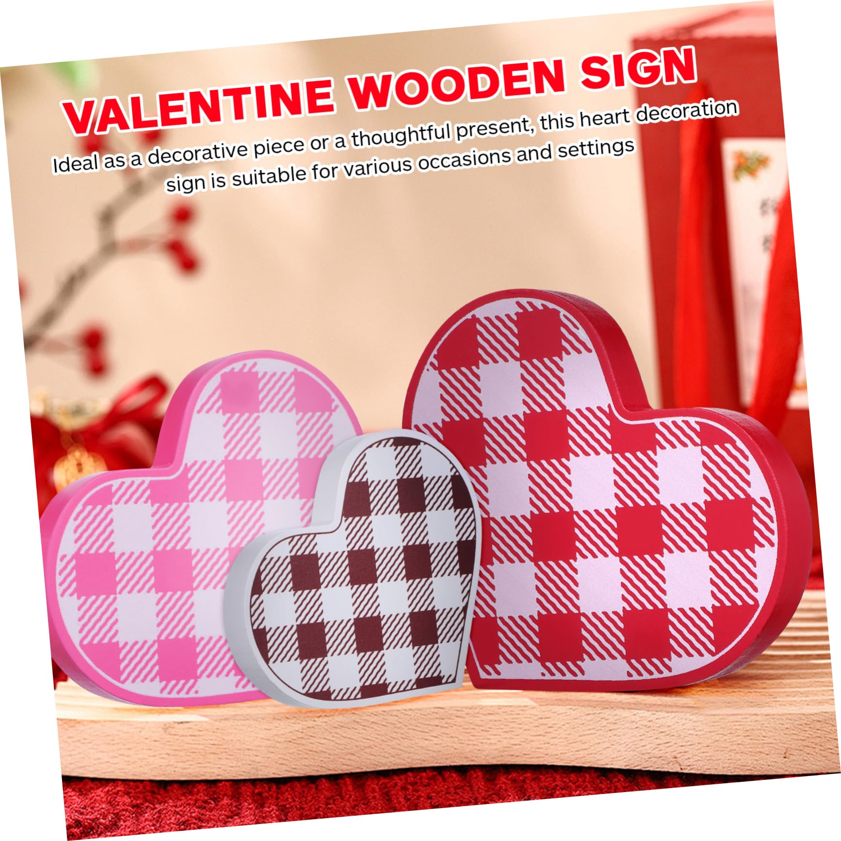 6piezas Decoración De Mesa De Forma De Corazón Letreros Románticos para Día De San Valentín Centro De Mesa Rústico para Hogar y Oficina Decoración Festiva