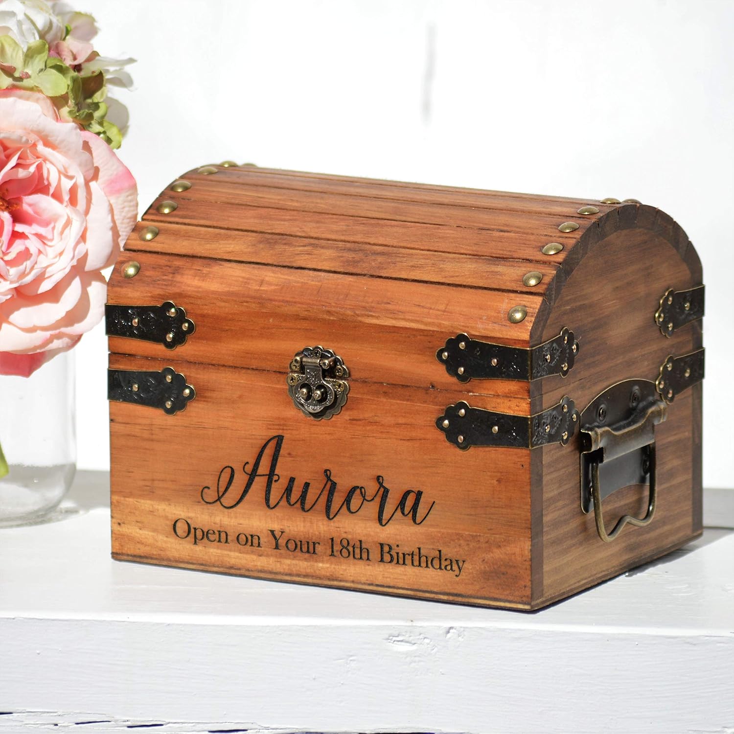 Baby Time Capsule 1st Birthday Container Newborn Keepsake Box Personalized for Boy or Girl Memory Box Boho Shower Gift for Mom Custom Engraved Treasure Chest