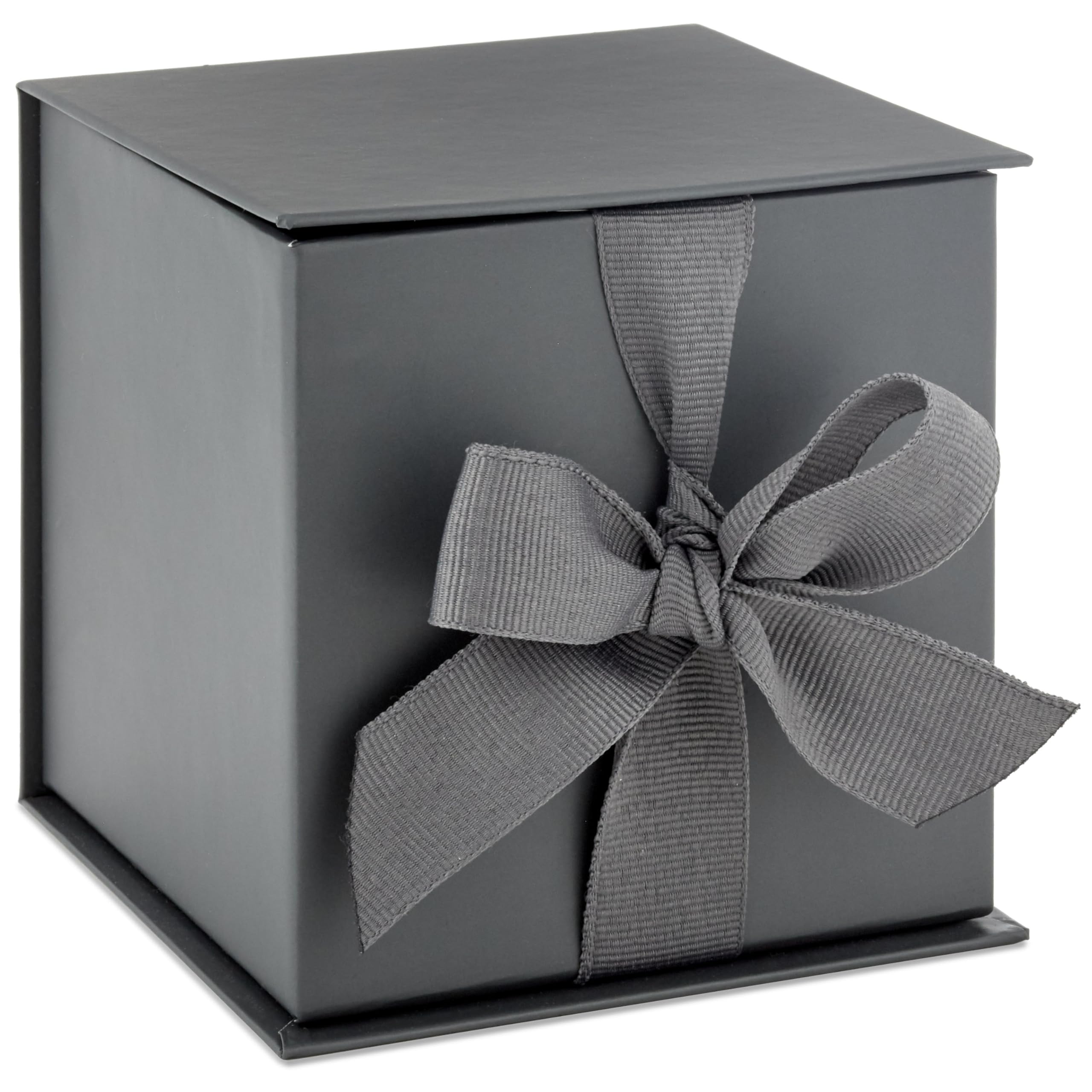 Hallmark Small Gift Box with Bow and Shredded Paper Fill (Gray 4 inch Gift Box) for Weddings, Graduations, Birthdays, Father's Day, Groomsmen Gifts, All Occasion