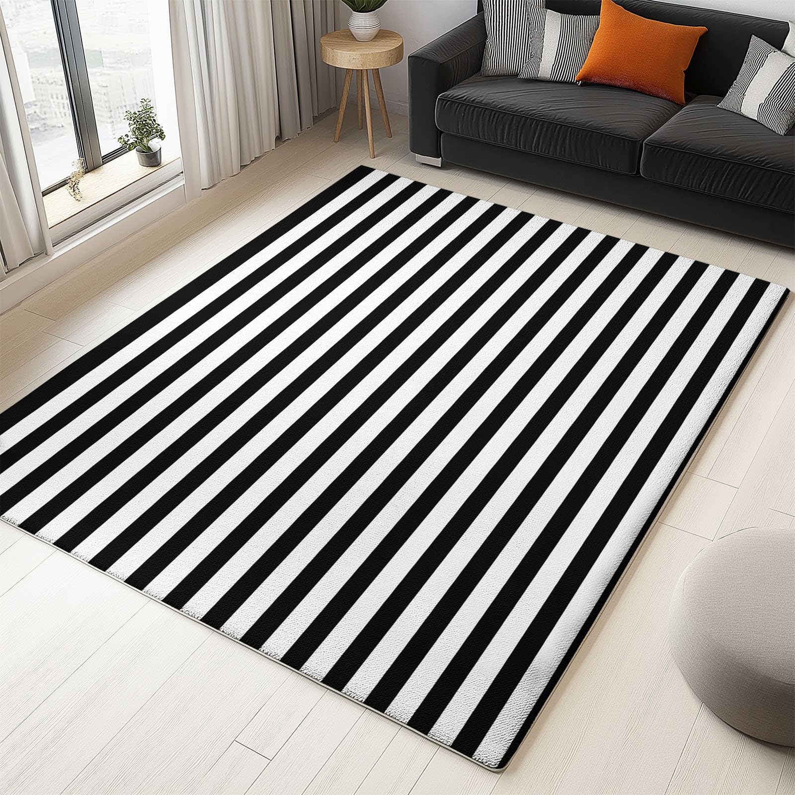 Tapiso Atlas PP Vloerkleed Woonkamer Slaapkamer Zwart Wit Zebra Modern