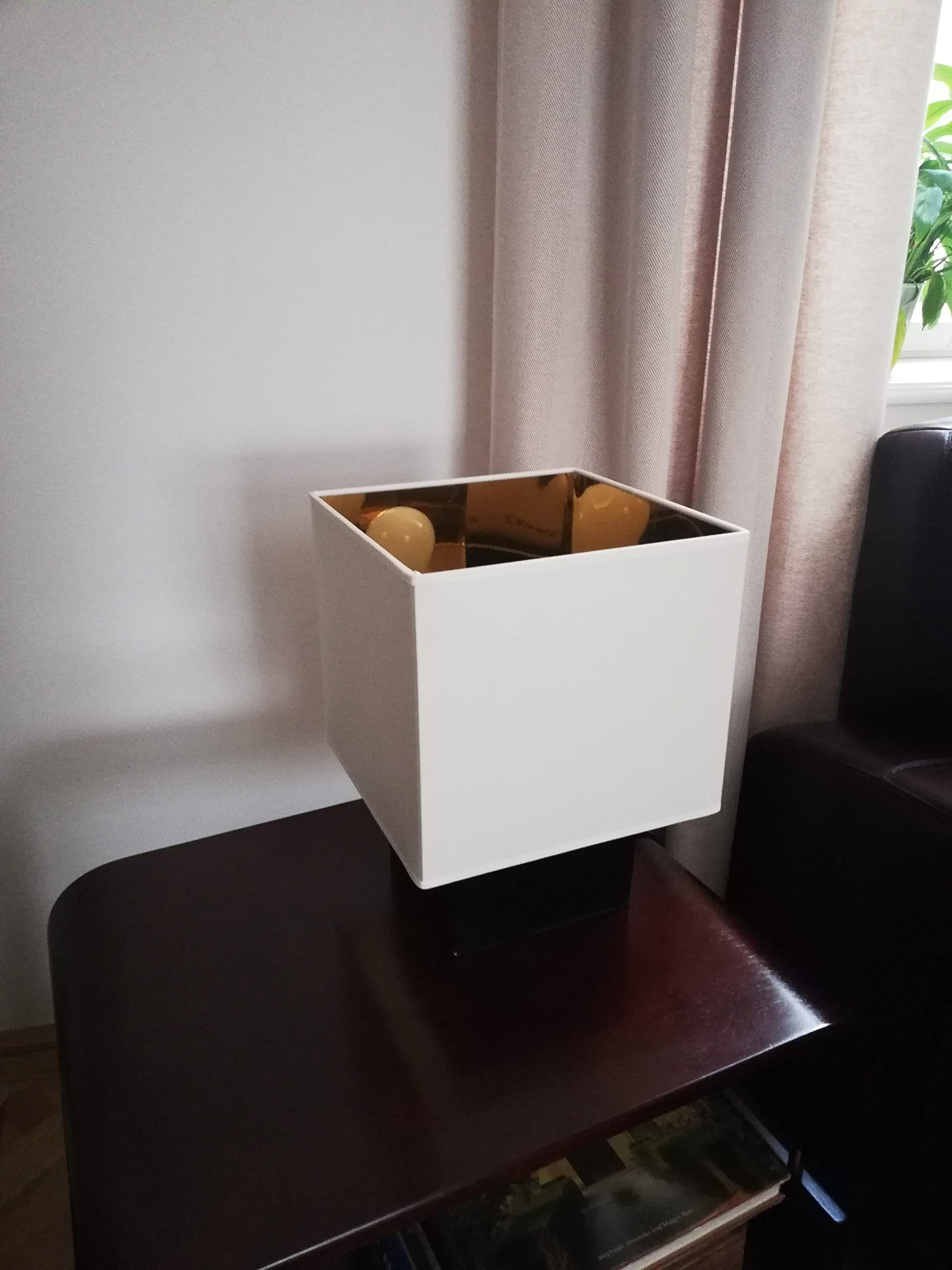 Paralume coprilampada in tessuto bianco interno oro - produzione propria - made in Italy (rettangolo, cm 50)