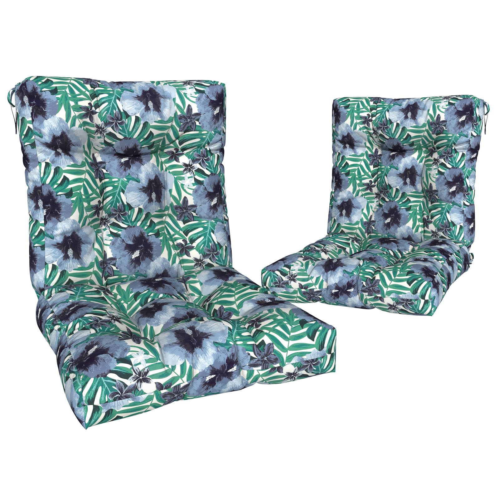 Melody Elephant Outdoor Seat Chair Cushions, Tufted Back Patio Furniture Cushions Set of 2, Water Repellent Wicker Replacement for Home Garden Chairs,