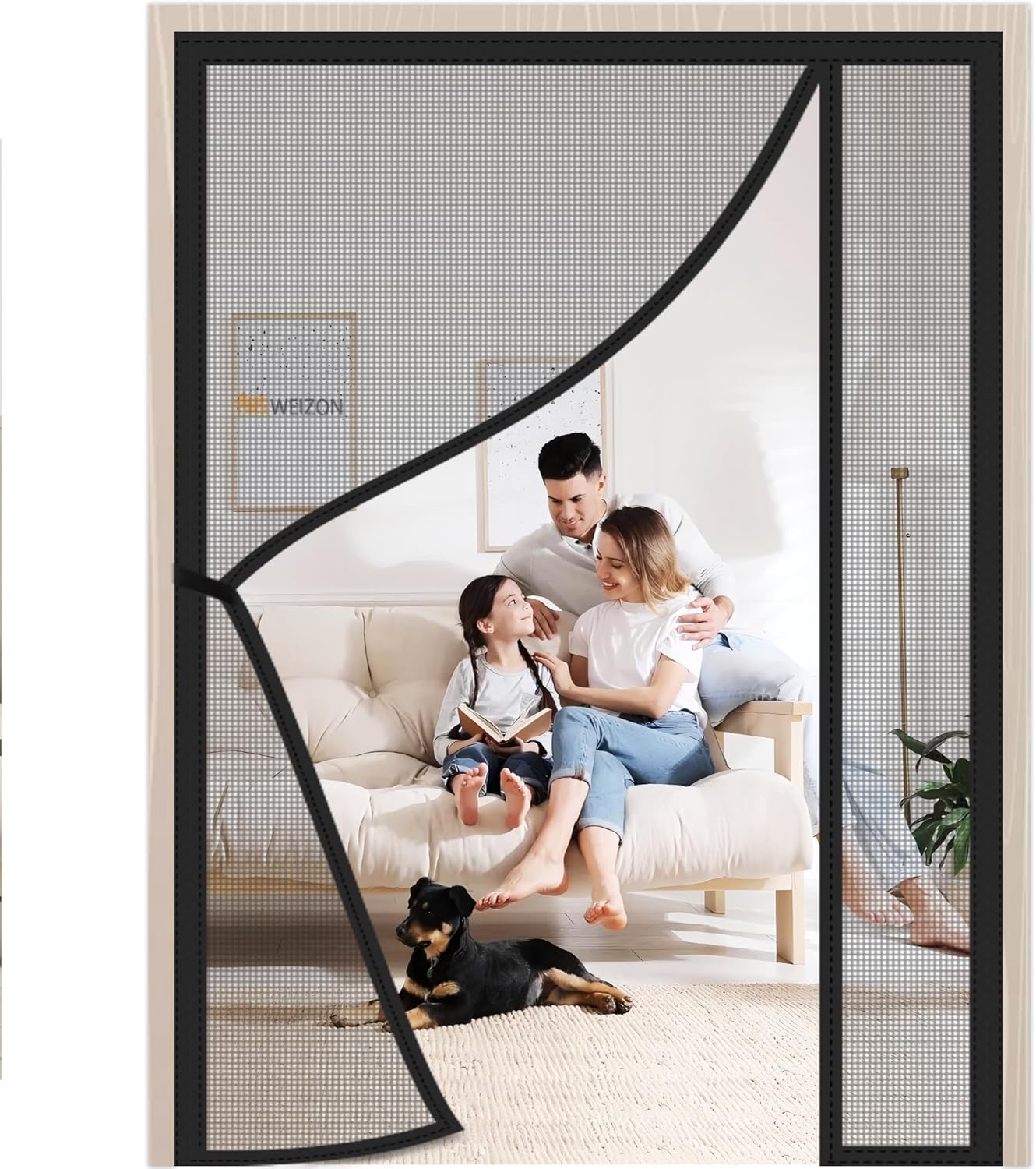 Insect Protection Balcony Door 170 x 255 cm Side Opening Fly Protection Door Automatic Closing with Tape No Drilling for Balcony Door Living Room Patio Door Black