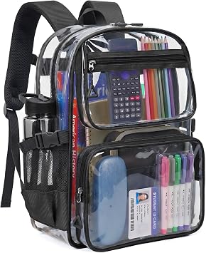 Clear Backpack for School, Heavy Duty PVC Large Transparent Bookbag