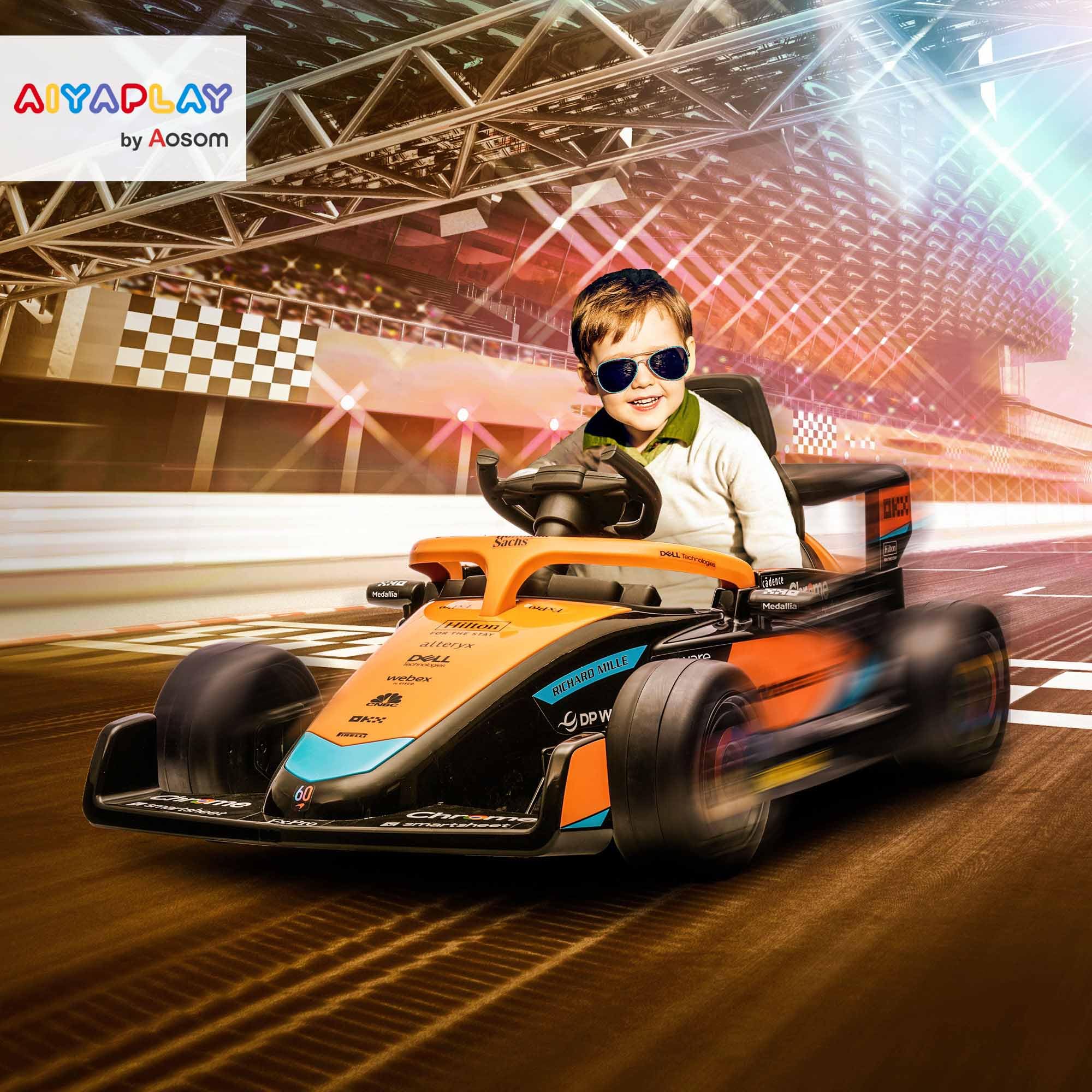 AIYAPLAY Kinder Elektroauto 12V mit 2,4GHz Fernbedienung 3-5 km/h Orange