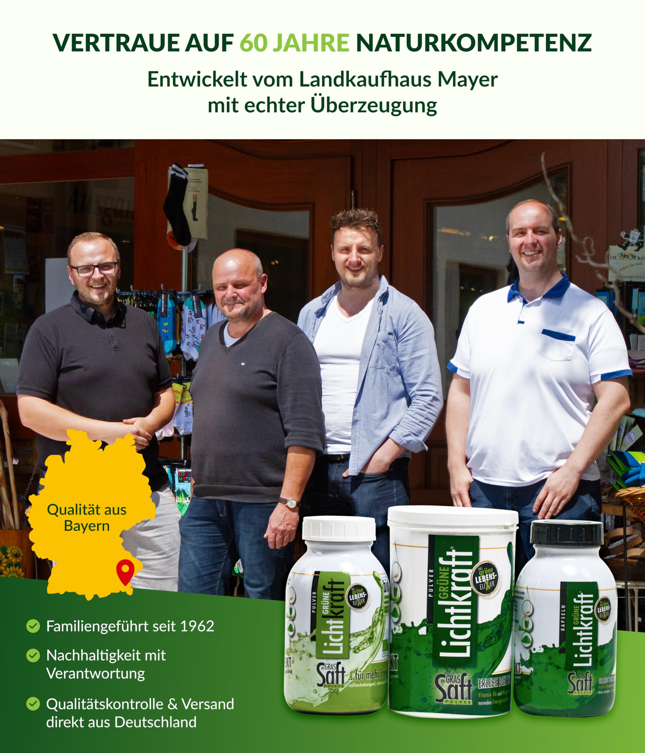 Grüne Lichtkraft® GerstengrasSAFTpulver Bio aus Kamut® & Gerstengras 450g – Hochkonzentriert, vegan, glutenfrei – Reines Saftpulver in Rohkostqualität – Kein gemahlenes Gras – Für Entgiftung