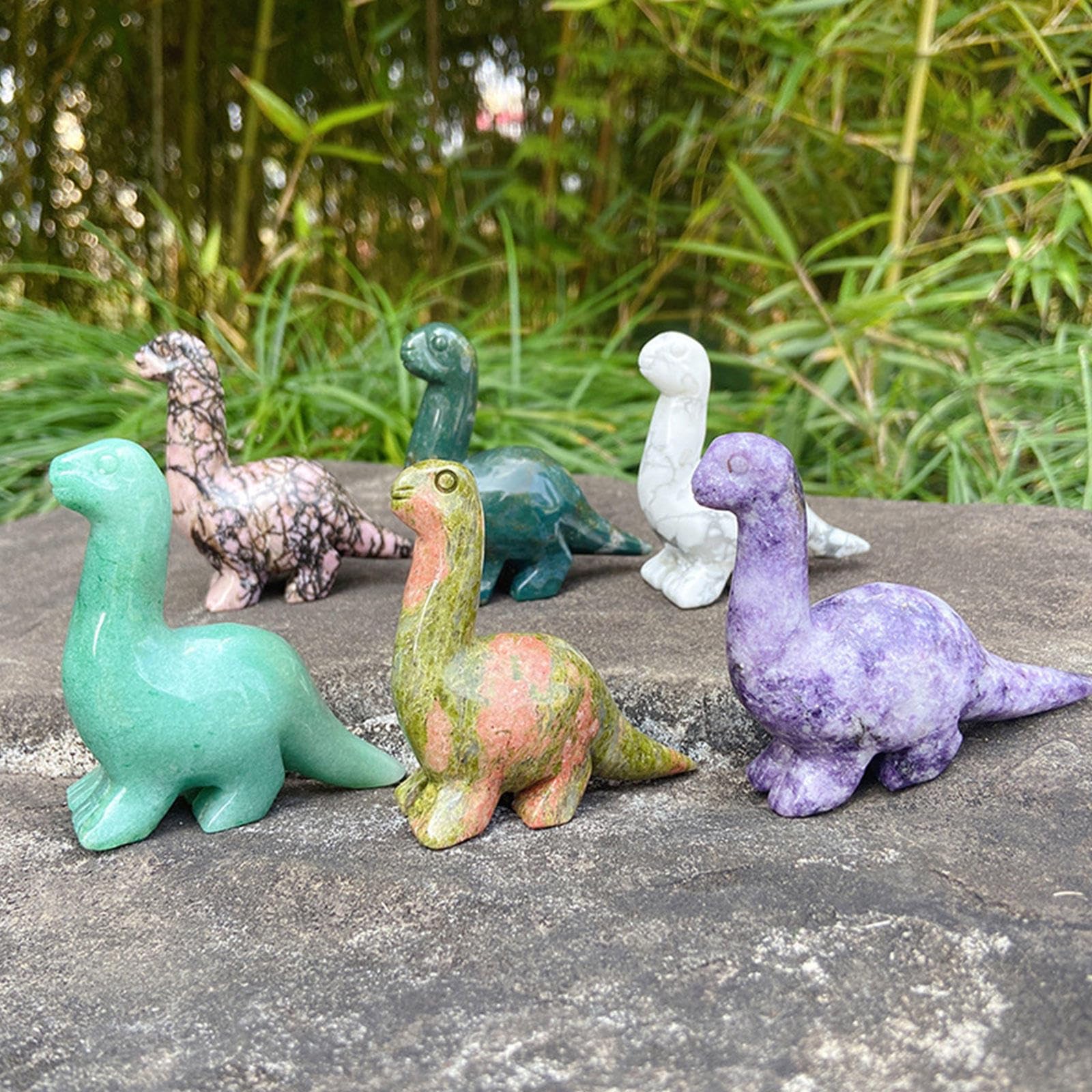 Figura de Animal de Cristal Tallada en Dinosaurio con Piedras Preciosas Pequeñas (2,5 Pulgadas) - Estatuilla de Piedras de Bolsillo de Estatua de Cristal Pulido,Amethyst