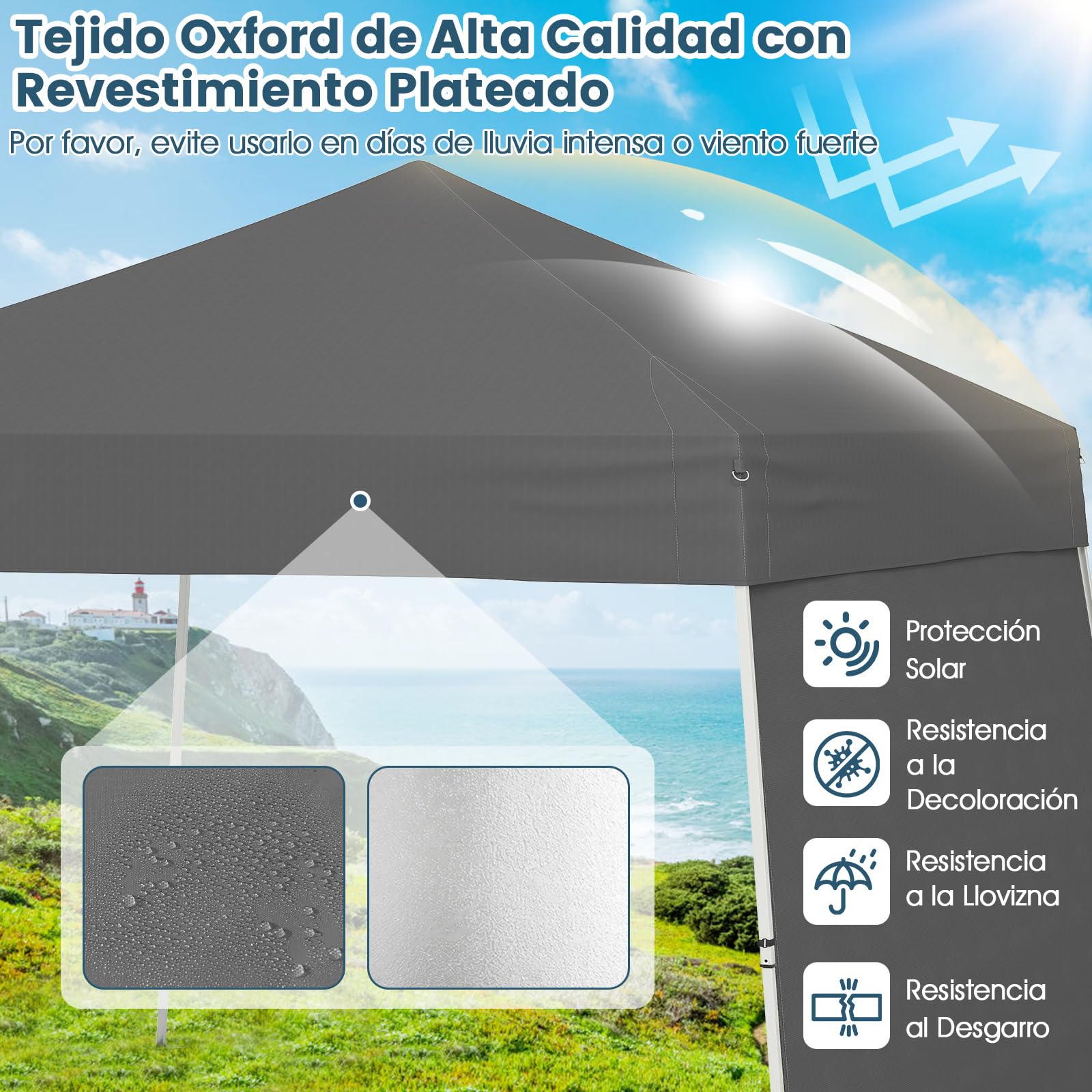COSTWAY Carpa Plegable 4,3x2,8m, Pop-up, 2 Paredes Laterales Convertibles en Toldo, Cenador para Jardin, Bolsa, Altura Ajustable, Pergola Pabellón Gazebo Plegable Jardin Fiesta Exterior (Gris)