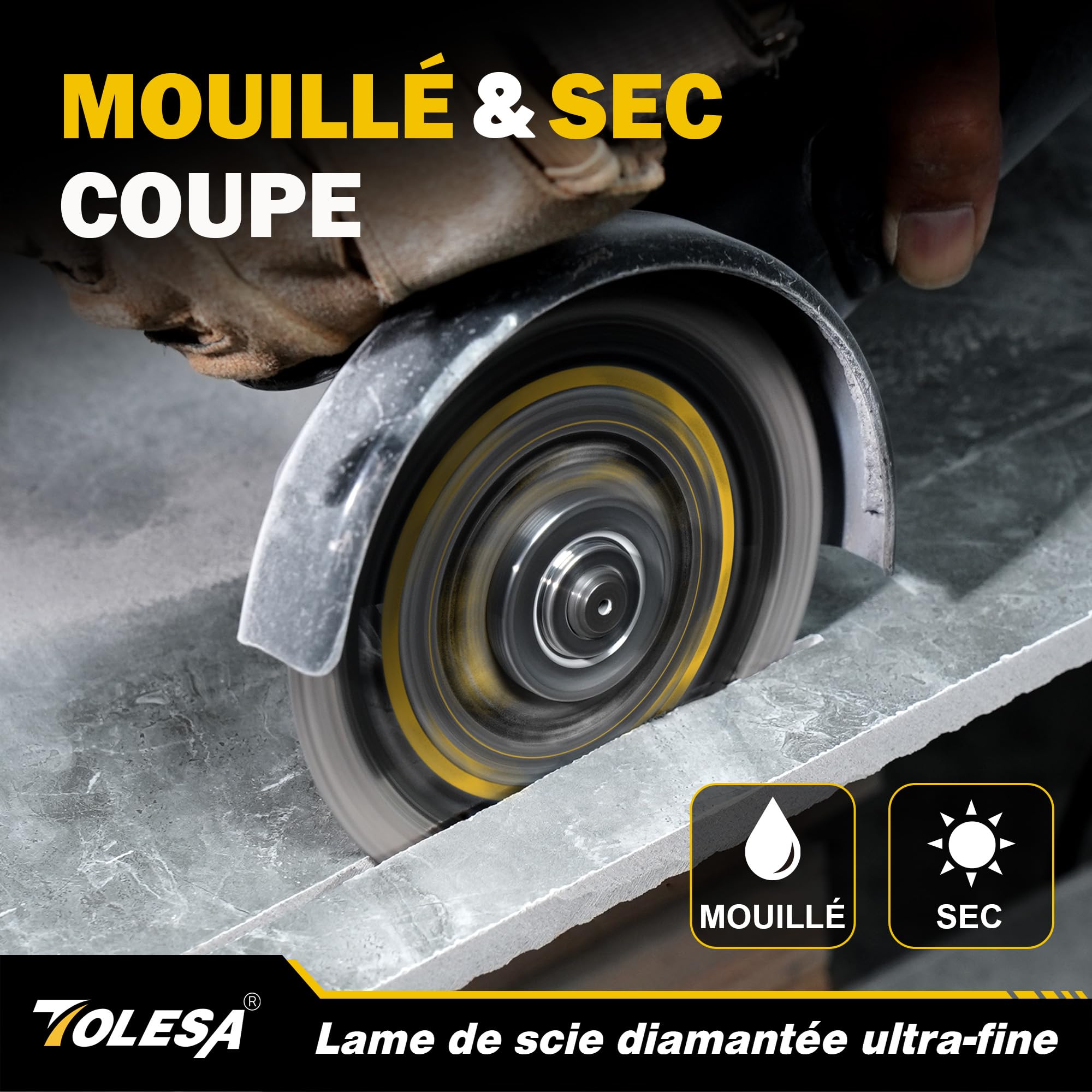 TOLESA Disque Diamant 125 mm, Disque de Coupe Extra Fin pour Carrelage, Céramique, Marbre et Granit, Coupe à Sec ou à l’Eau, Alésage 22,23 mm avec Bagues 20 mm & 16 mm (Lot de 3)