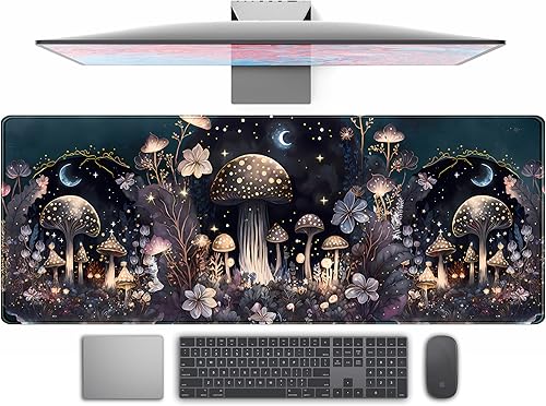 Miniatura 9 de Alfombrilla de escritorio con diseño de libro de biblioteca del bosque, alfombrilla de mouse grande XXL extendida para juegos, alfombrilla de mouse