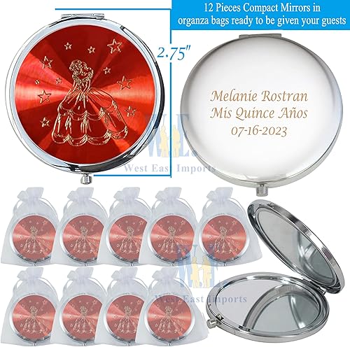 Miniatura 9 de WE Mis Quince Años (12 PCS) Sweet 15, Sweet Sixteen, Quinceañera, Mis 15 años Espejo compacto (morado)