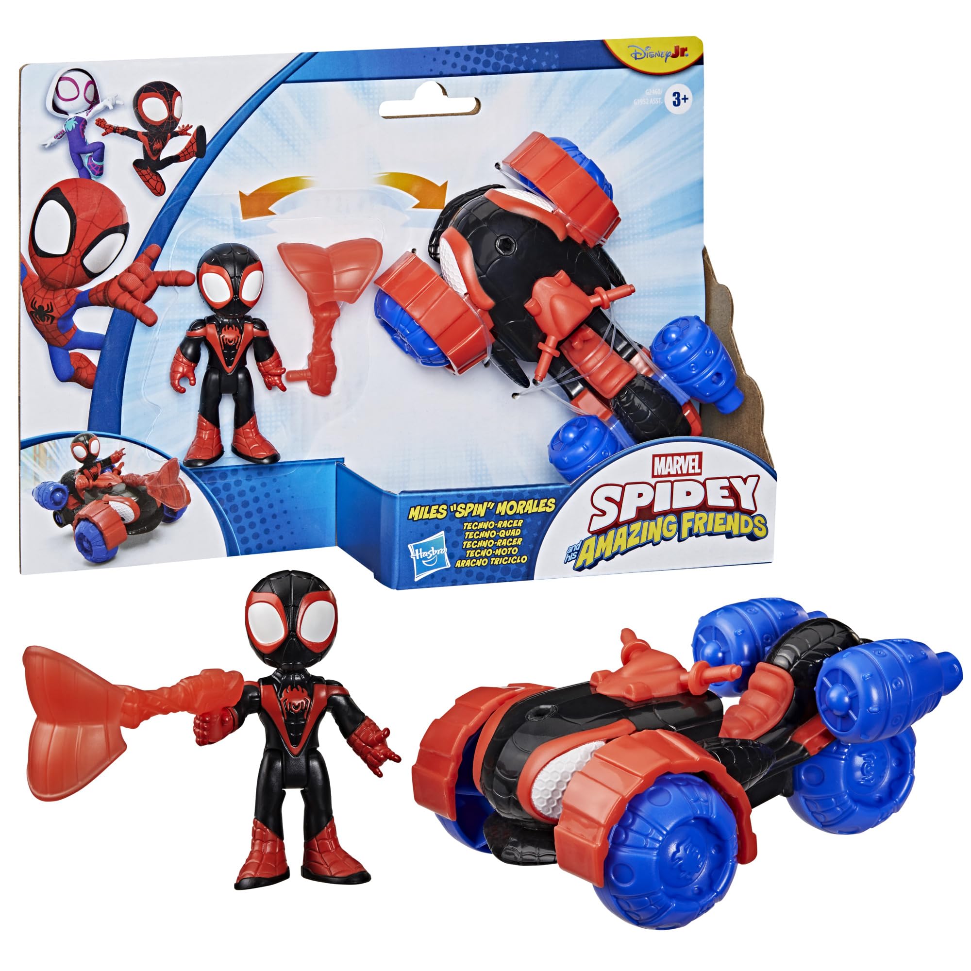 Marvel Spidey and His Amazing Friends Miles 'Spin' Morales Techno-Racer Toy Vehicle with 7.6-cm (3 inch) Action Figure - Image 4