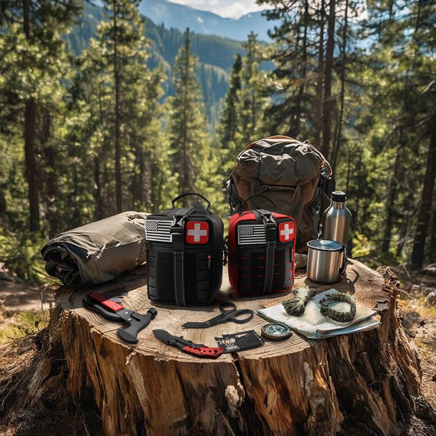 Survival First Aid Kit, 190 Pcs Survival Gear and Medical Supplies, Military IFAK EMT Molle Tactical Pouch for Outdoor, Camping, Hiking, Car, Vehicles and More - Image 5