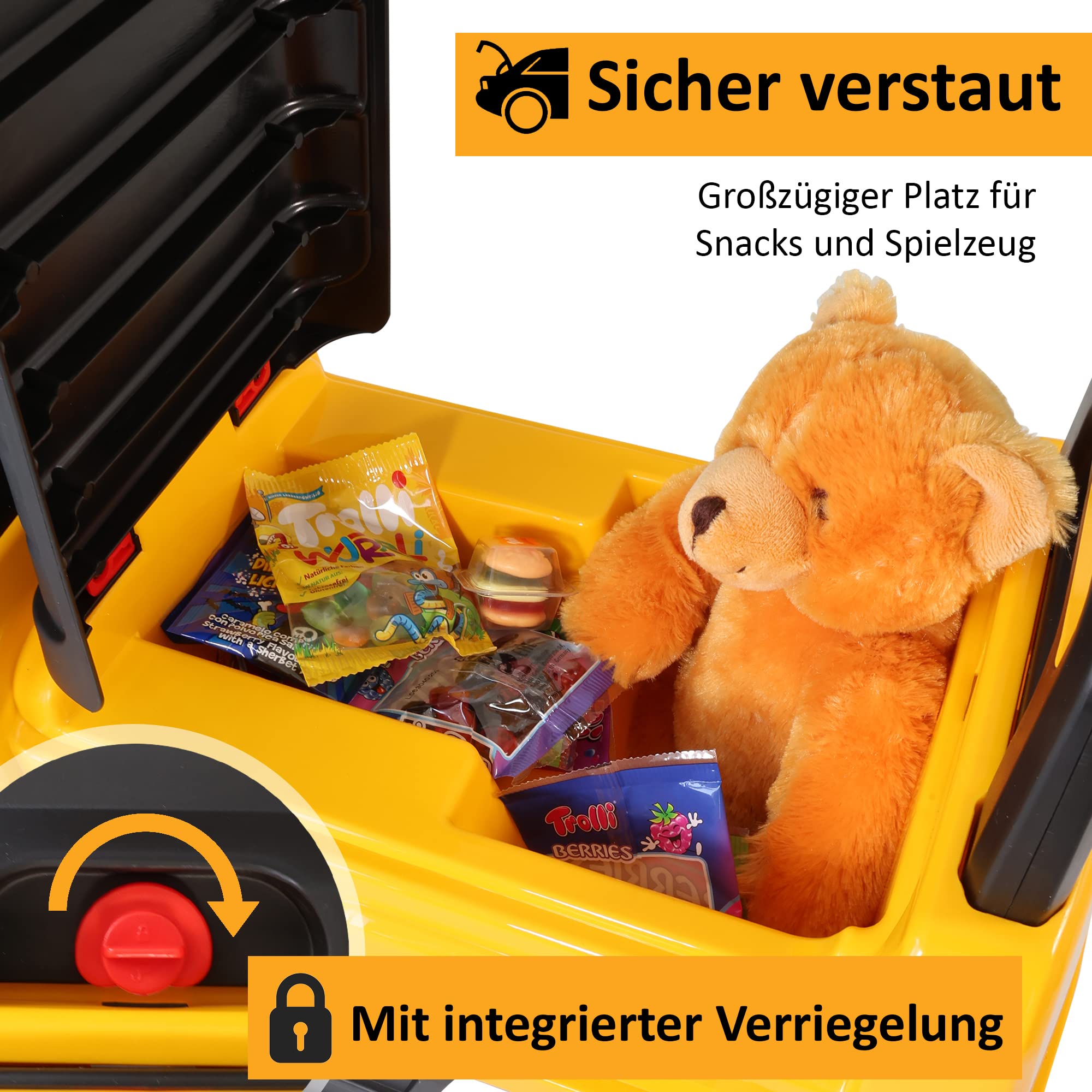 LEMODO Rutschauto mit Staufach | Bagger zum draufsitzen | Sitzbagger mit beweglicher Schaufel | Aufsitzbagger mit Sound-Lenkrad | Rutschfahrzeug ab 1 Jahr