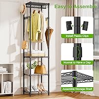 Vista 8 de R1 Perchero de Servicio Pesado para Ropa, Percheros para Ropa para Colgar Prendas, Perchero de Prendas con Estantes de Almacenamiento, Perchero