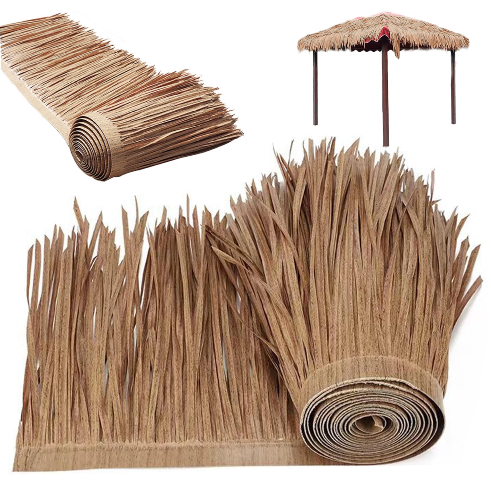 Chaume de palapa artificiel pour remplacer la paille naturelle qui pourrit sur vos toits