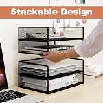 Natwind 4-Tier Stackable Metal Mesh Letter Paper Tray Organizer,Black | Desk Organizer For Paper,Document,Mail Tray For Office Supplies,File Holder For Home Office School Classroom Organization