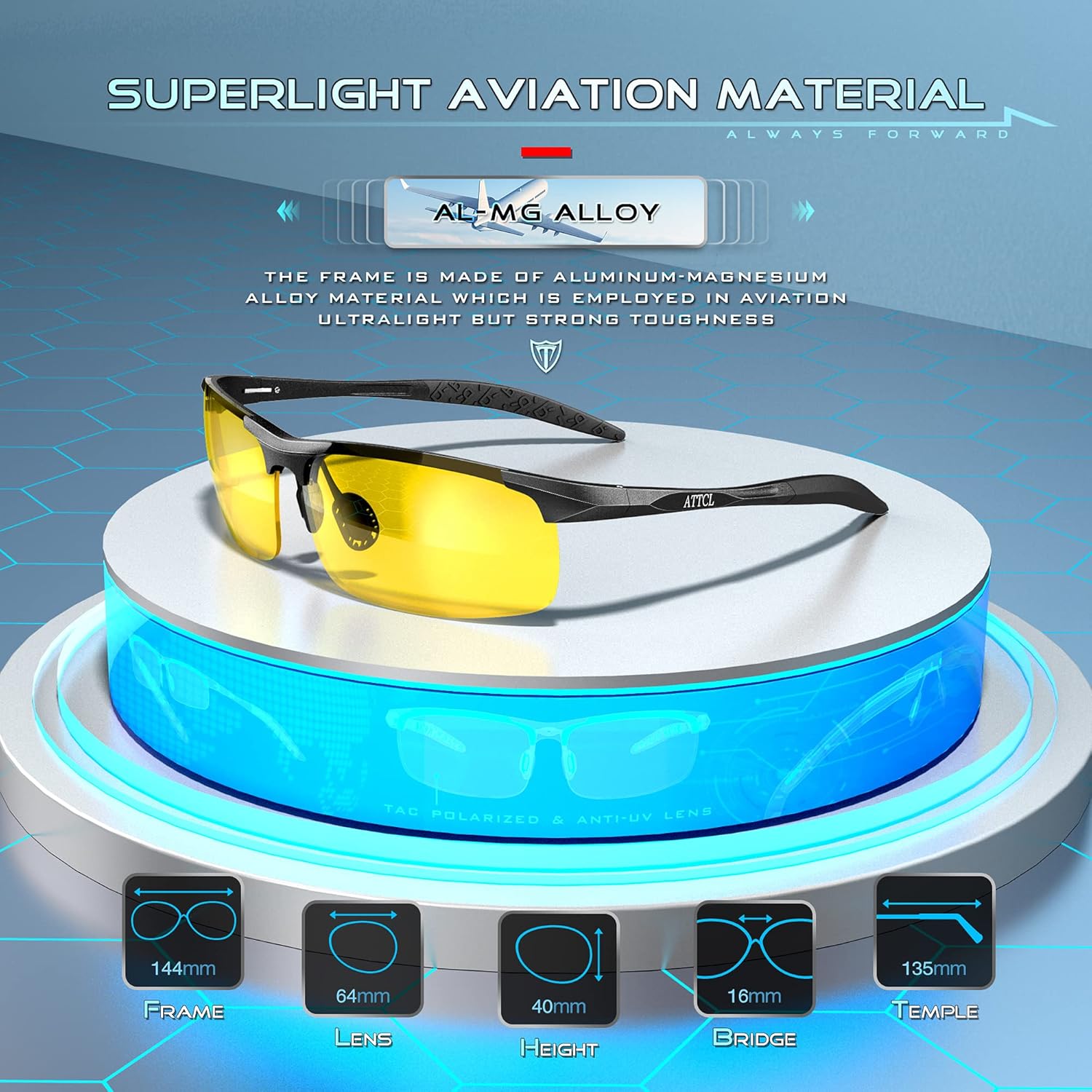 Miniatura 3 de ATTCL Gafas de sol polarizadas de conducción para hombre marco ultraligero de metal Al-Mg