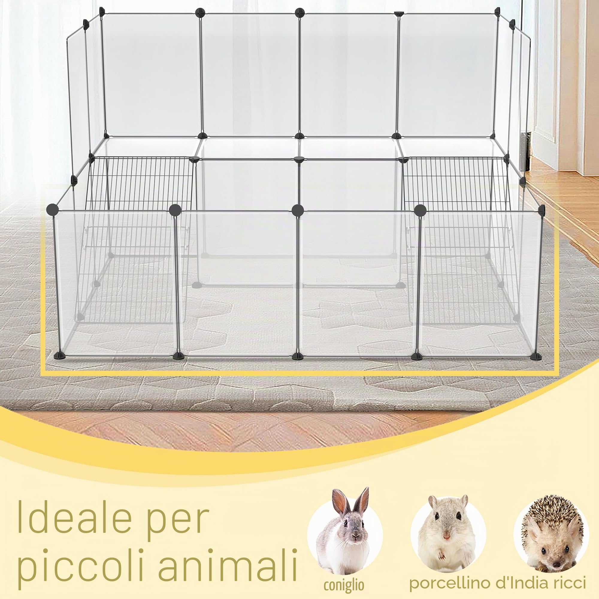 26 recinti per piccoli animali, a doppio strato, bianco, 143 x 108 x 93 cm, fai da te, con scale per conigli, porcellini d'India, cuccioli